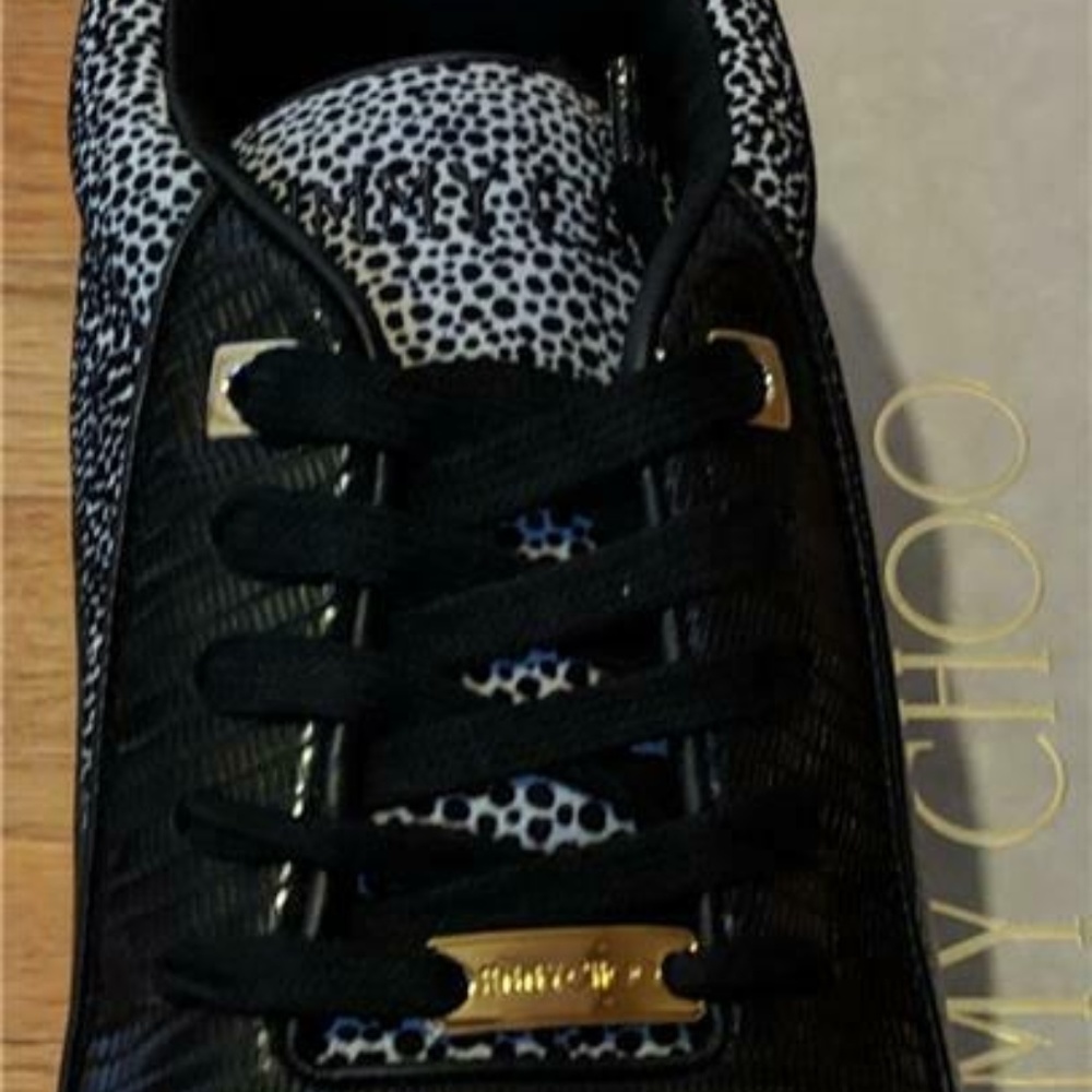 Jimmy Choo "Jett" Suede Lizard Print Sneakers - Picture 2 of 7